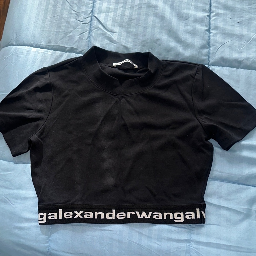 Alexander Wang Black Crop Top with Logo Band
